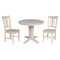 International Concepts 36 in. Solid Wood Round Top Dining Table with 2 Chairs, Unfinished K-36RT-23B-C10-2 - alternate 1